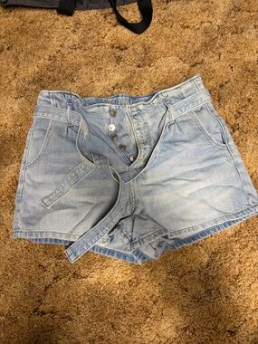 American Eagle Outfitters Light Wash Denim High-Rise Shorts